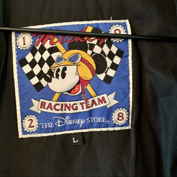 VINTAGE Mickey Mouse Racing Leather Jacket-Large - Picture 6 of 12